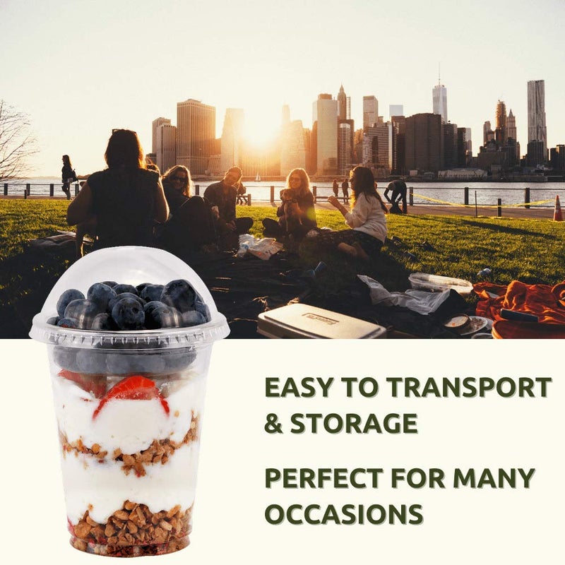 Aatriet 12 oz Clear Plastic Parfait Cups with Insert 3.25oz & Dome Lids No Hole - (50 Sets) Yogurt Fruit Parfait Cups for Kids, for Dips and Veggies, Take Away Breakfast and Snacks. No Leaking - Image 4